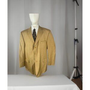 Mazzoni Gold Blazer Sport Coat 3 Button Jacket Men's Size 50 R Unvented Cambodia